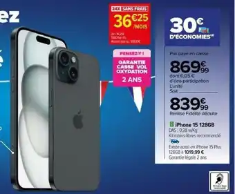 Carrefour iPhone 15 128GB offre