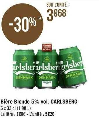 Carlsberg bière blonde 5% vol.