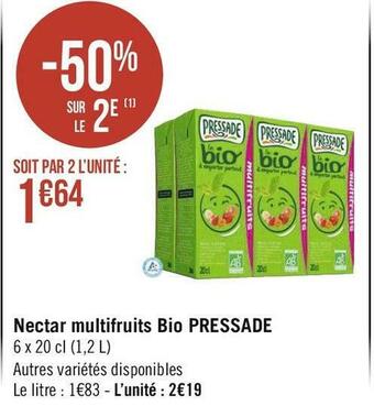 Géant Casino Bio pressade nectar multifruits offre
