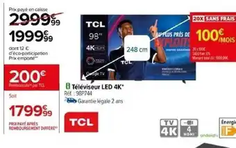 Carrefour TCL Téléviseur LED 4K offre