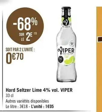 Géant Casino Viper hard seltzer lime 4% vol. offre