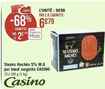 Géant Casino Casino steaks hachés 5% m.g pur bœuf surgelés offre