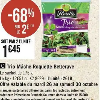 Géant Casino Trio mâche roquette betterave offre
