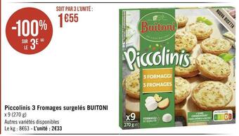 Géant Casino Buitoni piccolinis 3 fromages surgelés offre