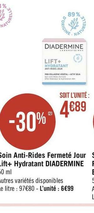 Géant Casino Diadermine soin anti-rides fermeté jour lift+ hydratant offre