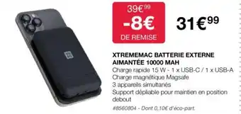 XTREMEMAC BATTERIE EXTERNE AIMANTÉE 10000 MAH