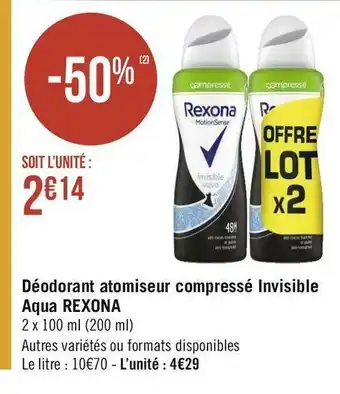 Géant Casino Aqua rexona déodorant atomiseur compressé invisible aqua offre