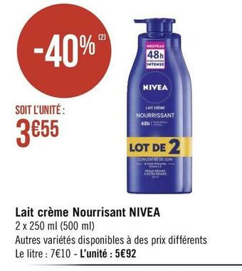 Géant Casino Nivea lait crème nourrisant offre
