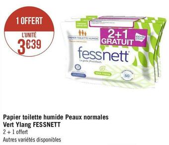 Géant Casino Fessnett papier toilette humide peaux normales vert ylang offre