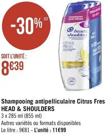 Géant Casino Head & shoulders shampooing antipelliculaire citrus fresh offre