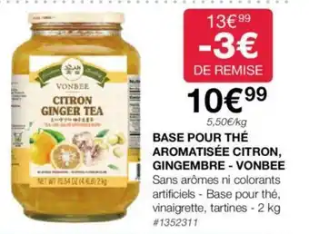 Costco BASE POUR THÉ AROMATISÉE CITRON, GINGEMBRE - VONBEE offre