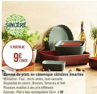 Géant Casino Sincère gamme de plats en céramique culinaire émaillée offre