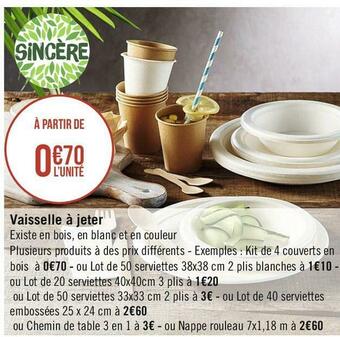 Géant Casino Sincère vaisselle à jeter offre
