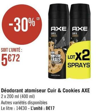 Géant Casino Axe déodorant atomiseur cuir & cookies offre