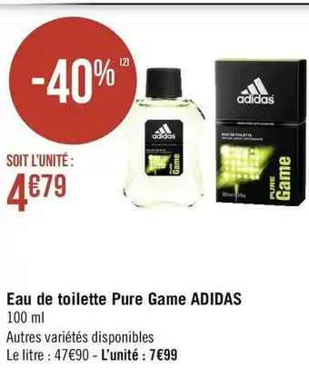 Géant Casino Adidas eau de toilette pure game offre