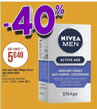 Géant Casino Nivea men soin anti-rides dnage active age offre