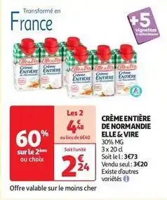 Auchan Supermarché Elle & vire - crème entière de normandie offre