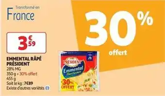 Auchan Supermarché Président - emmental râpé offre