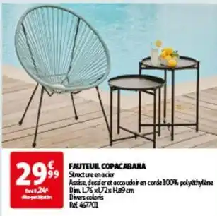 Auchan Fauteuil copacabana offre
