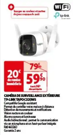 Auchan Tp-link - camera de surveillance exterieure tapo c320ws offre