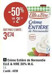 Elle & vire - crème entière de normandie 30% m.g