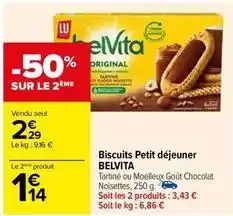 Carrefour Lu - biscuits petit déjeuner belvita offre