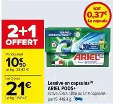 Carrefour Ariel - lessive en capsules pods+ offre