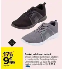 Carrefour Tex - basket adulte offre