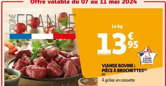 VIANDE BOVINE: PIÈCE À BROCHETTES(¹)