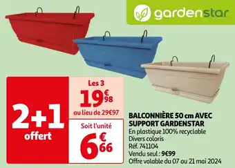 Auchan BALCONNIÈRE 50 cm AVEC SUPPORT GARDENSTAR offre