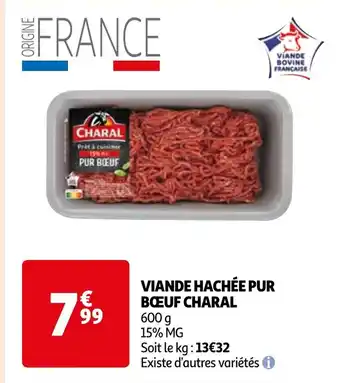 Auchan VIANDE HACHÉE PUR BŒUF CHARAL offre
