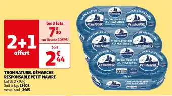 Auchan THON NATUREL DÉMARCHE RESPONSABLE PETIT NAVIRE offre