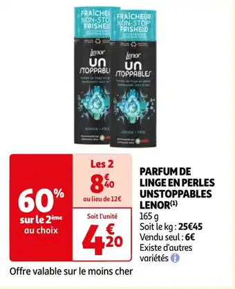 Auchan PARFUM DE LINGE EN PERLES UNSTOPPABLES LENOR(¹) offre