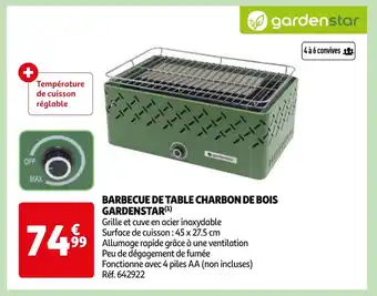 Auchan BARBECUE DE TABLE CHARBON DE BOIS GARDENSTAR(¹) offre