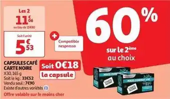 Auchan Supermarché Carte noire - capsules café offre