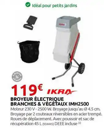 Rural Master Ikra Broyeur électrique Branches & Végétaux Imh2500 offre