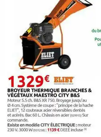 Rural Master Broyeur Thermique Branches & Végétaux Maestro City B&s offre