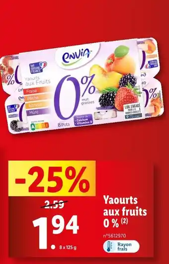 Lidl envia Yaourts aux fruits 0 % offre