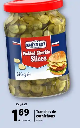 Lidl MCENNEDY Tranches de cornichons offre