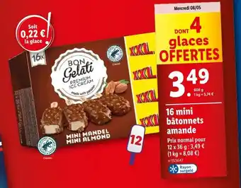 Lidl BON GELATI 16 mini bâtonnets amande offre