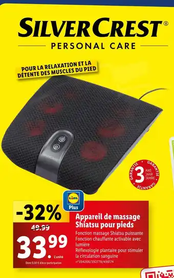 Lidl SILVERCREST Appareil de massage Shiatsu pour pieds offre