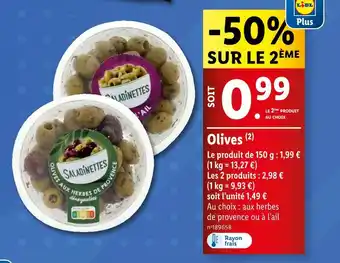 Lidl SALADINETTES Olives offre