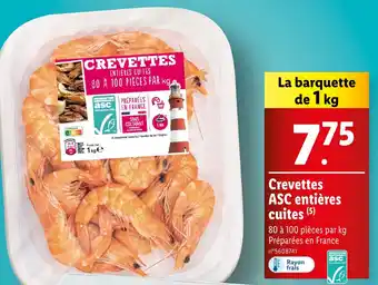 Lidl Crevettes ASC entières cuites offre