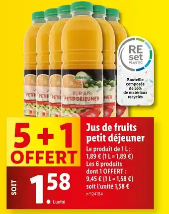 Lidl Solevita Jus de fruits petit déjeuner offre