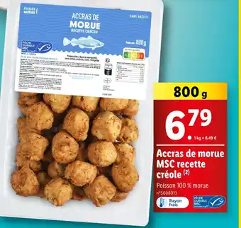 Lidl Accras de morue MSC recette créole offre