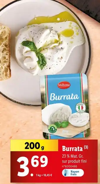 Lidl Milbona Burrata offre