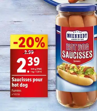 Lidl MCENNEDY Saucisses pour hot dog offre