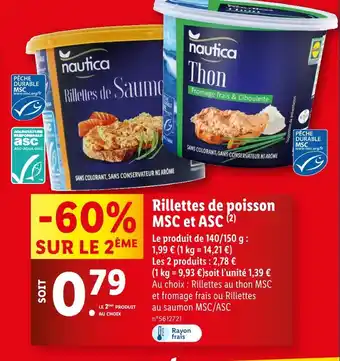 Lidl nautica Rillettes de poisson MSC et ASC offre