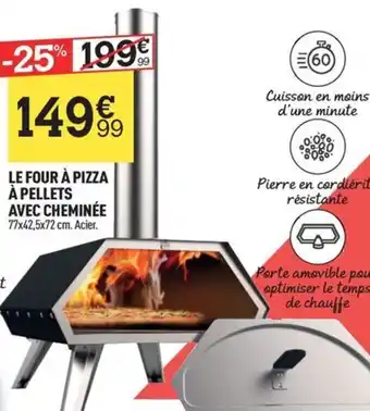 Centrakor LE FOUR À PIZZA À PELLETS AVEC CHEMINÉE 77x42,5x72 cm. Acier. offre