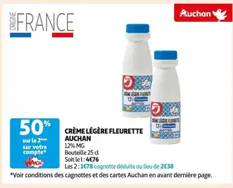 Auchan Supermarché CRÈME LÉGÈRE FLEURETTE AUCHAN offre